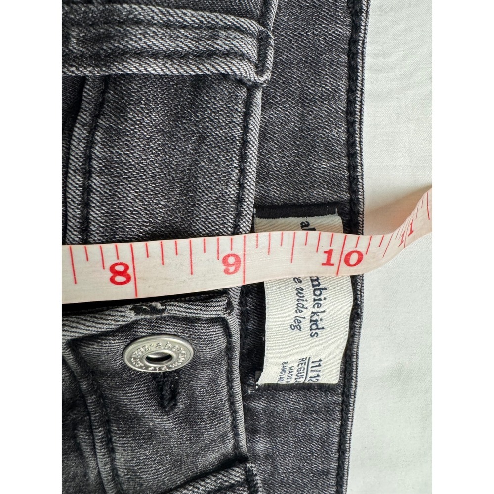 Abercrombie Kids High Rise Wide Leg Jeans Black Size 11/12 Regular Distressed - Picture 9 of 16